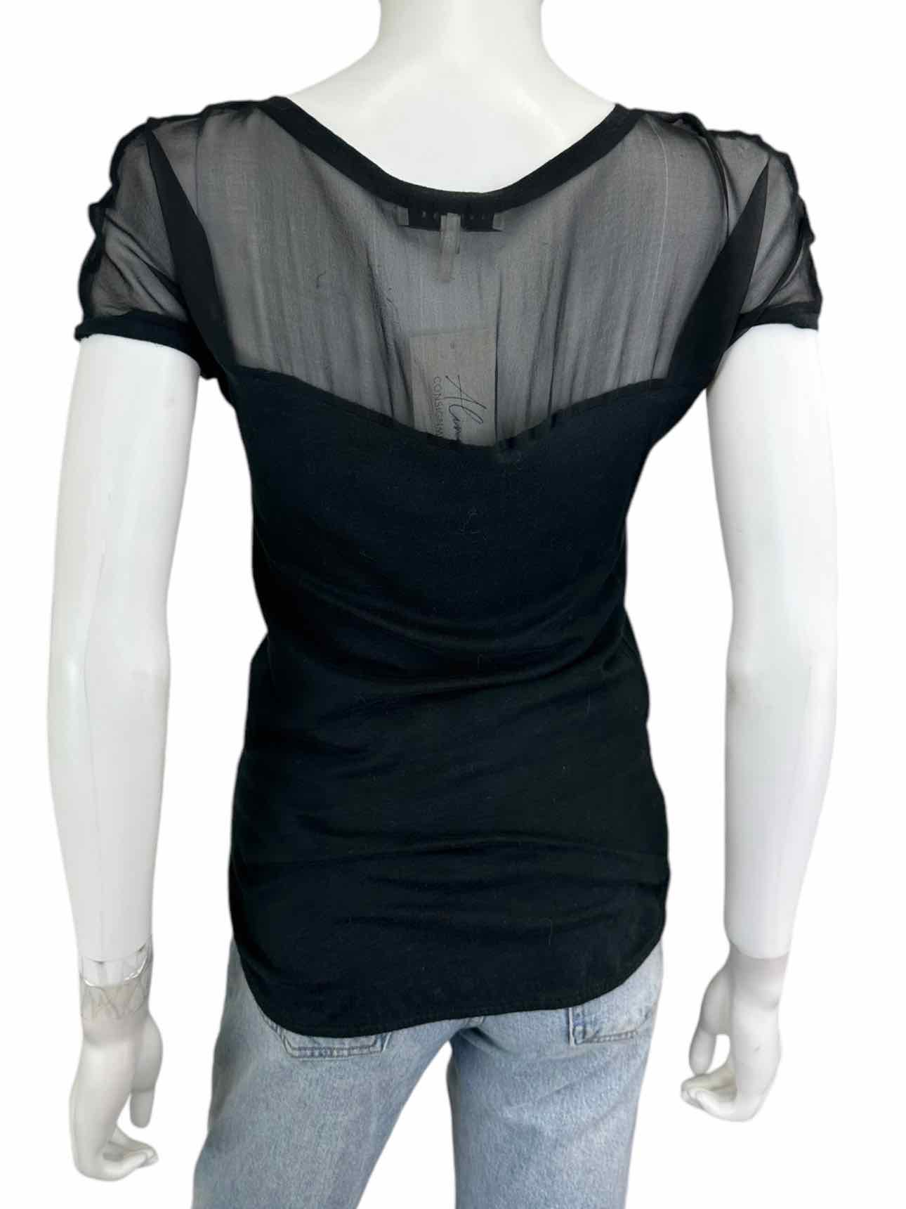 Sandro Black Silk Blouse Size M