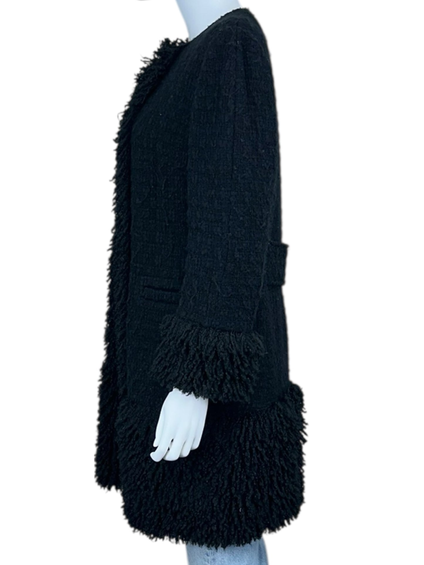 DOLCE & GABBANA Black Tweed Wool Coat Size 44