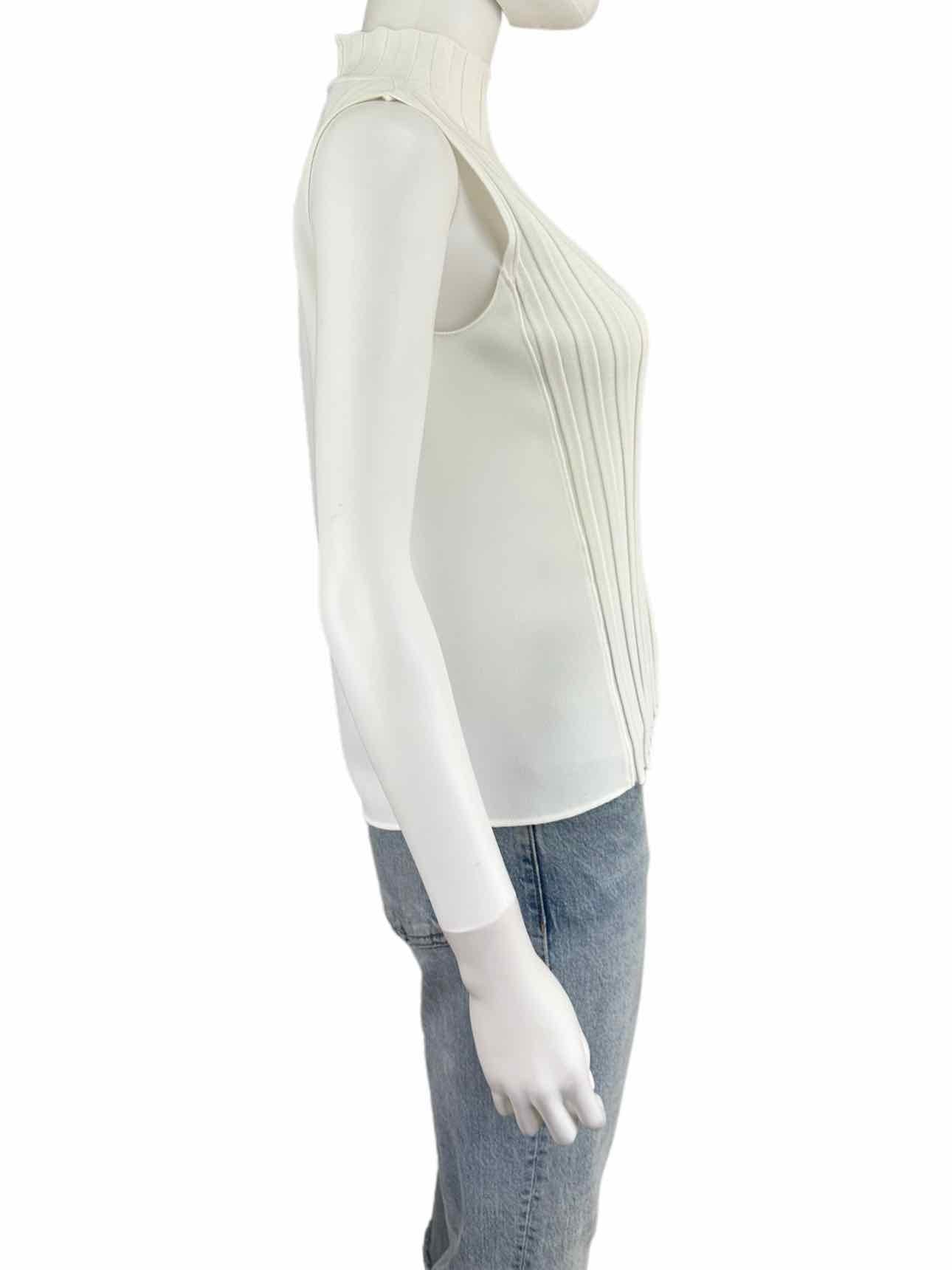 vince. White Ribbed Mock Neck Shell Size XS