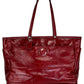 coach Designer Red Leather Monogram Tote Handbag