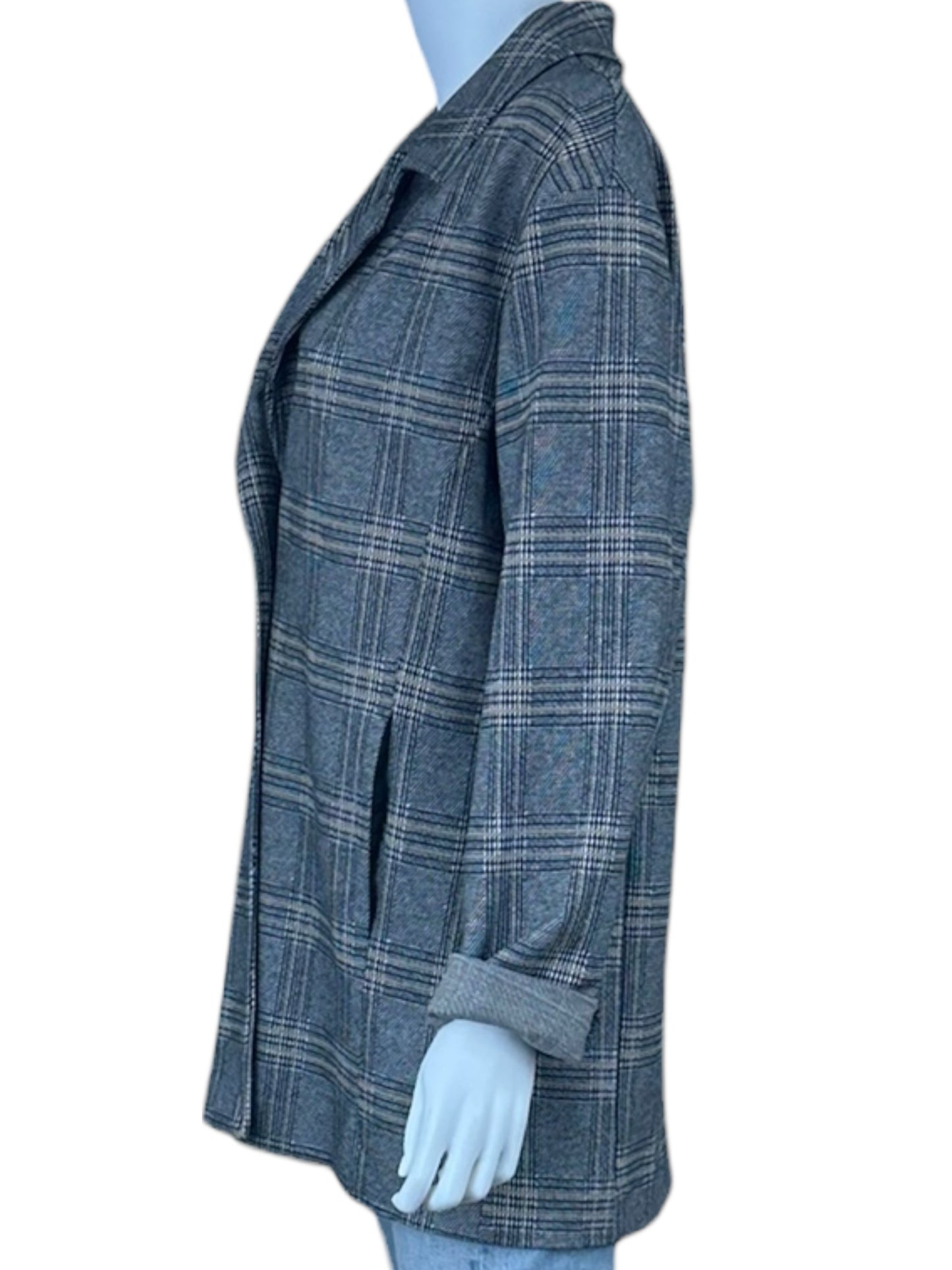 avec les filles Black and Tan Plaid Blazer Size M