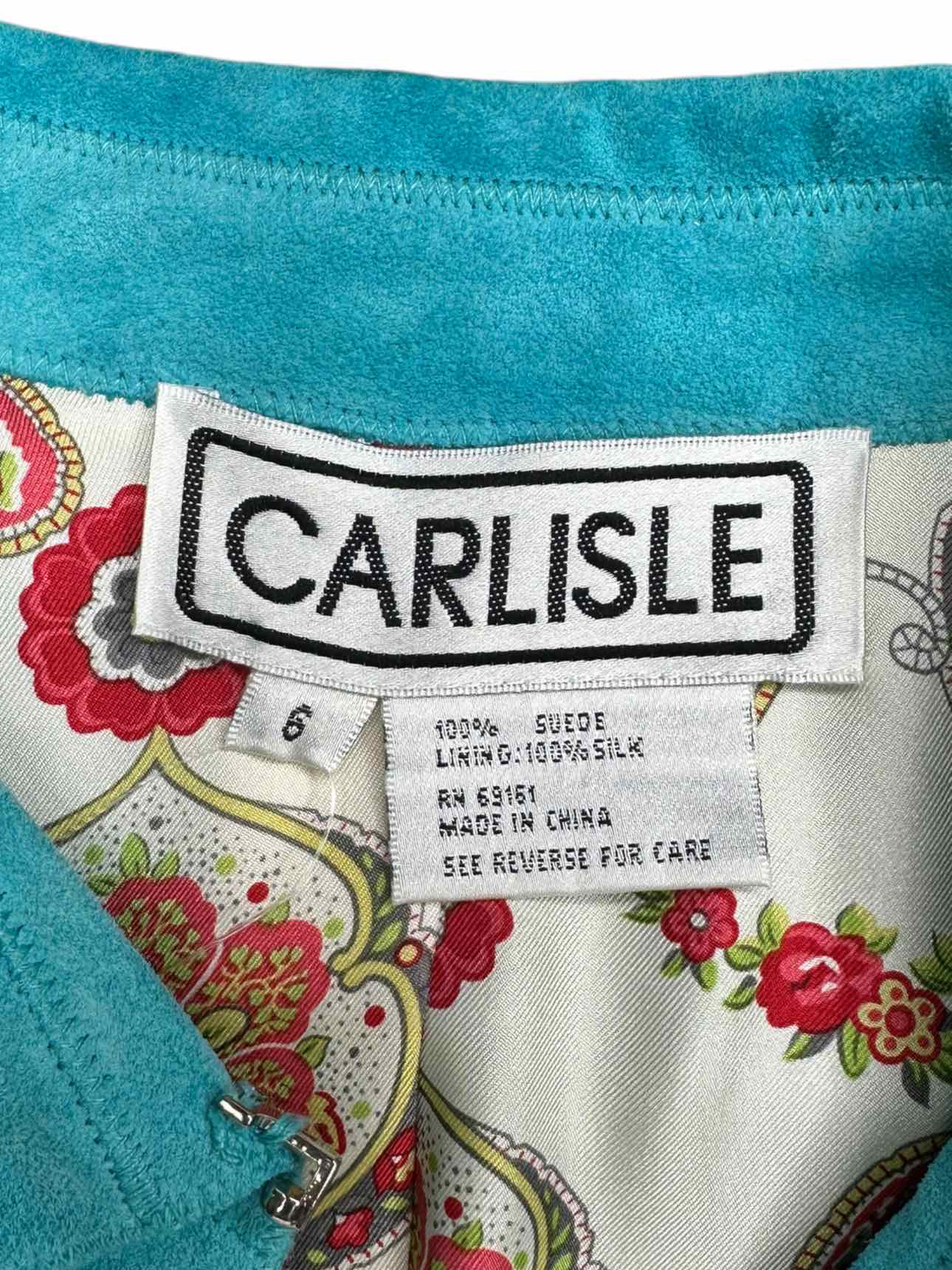 CARLISLE 100% Suede Aqua Jacket Size 6