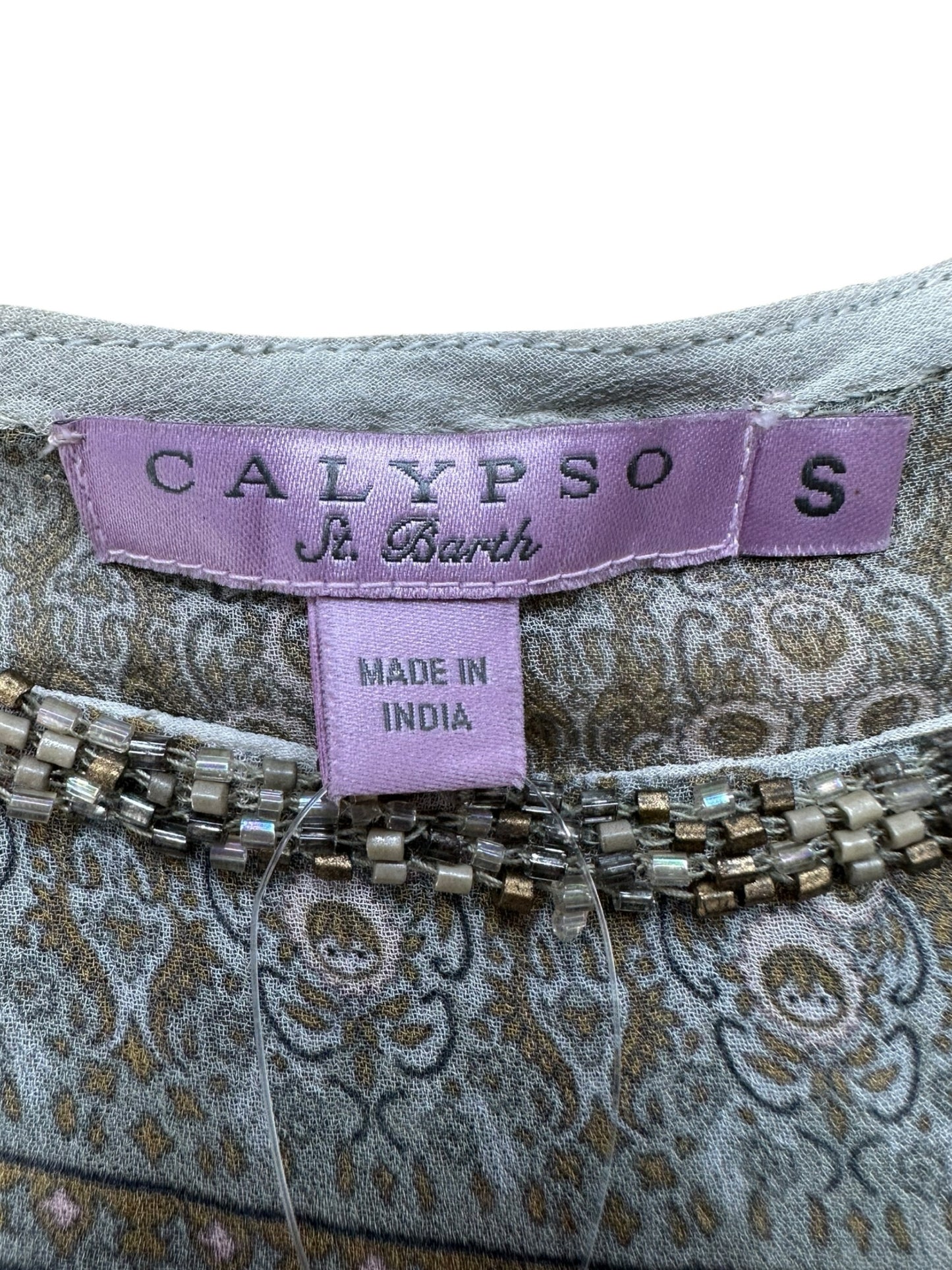 CALYPSO St. Barth 100% Silk White Blouse Size S