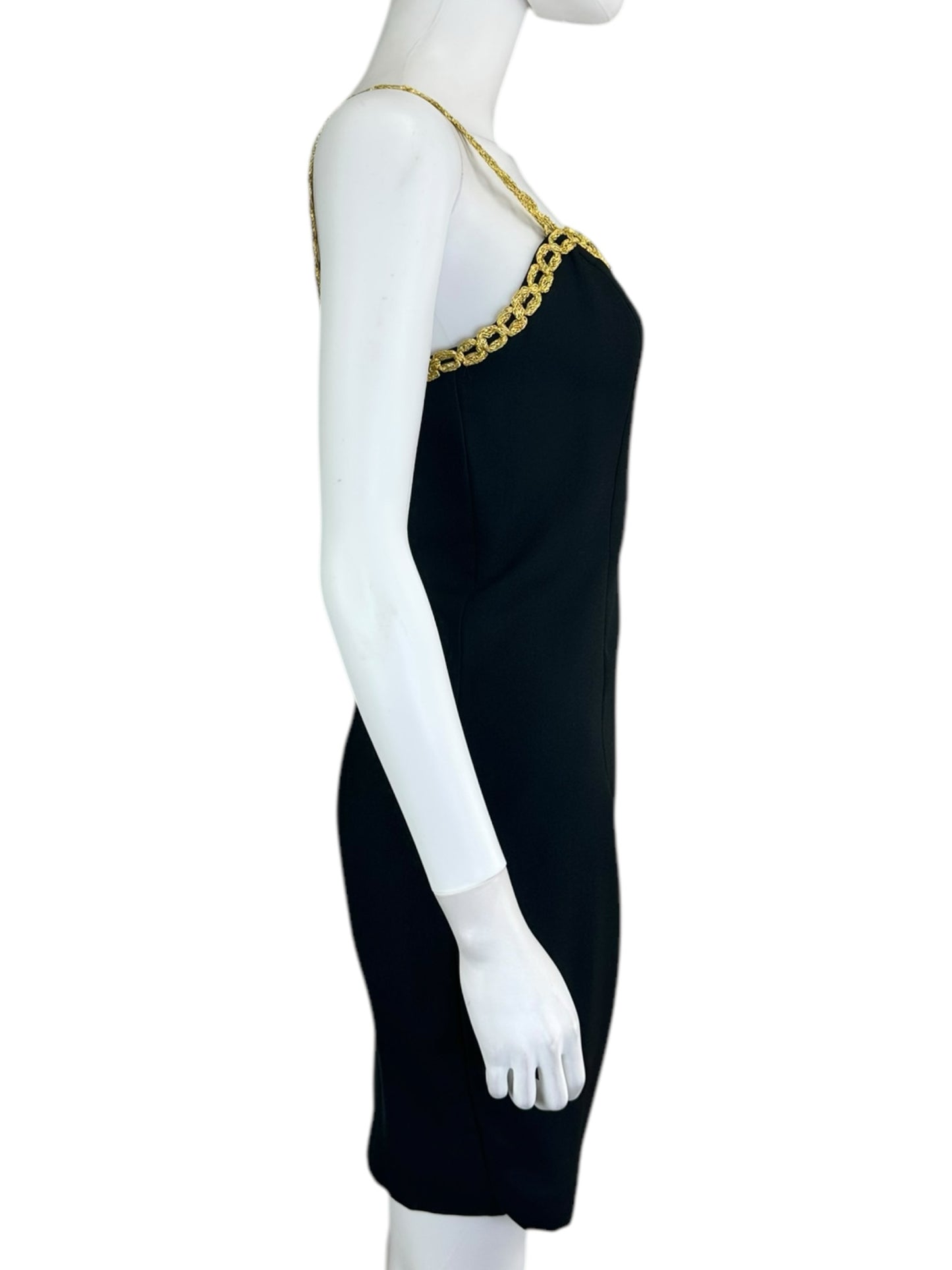ALEX EVENINGS Black and Gold Mini Dress Size 4