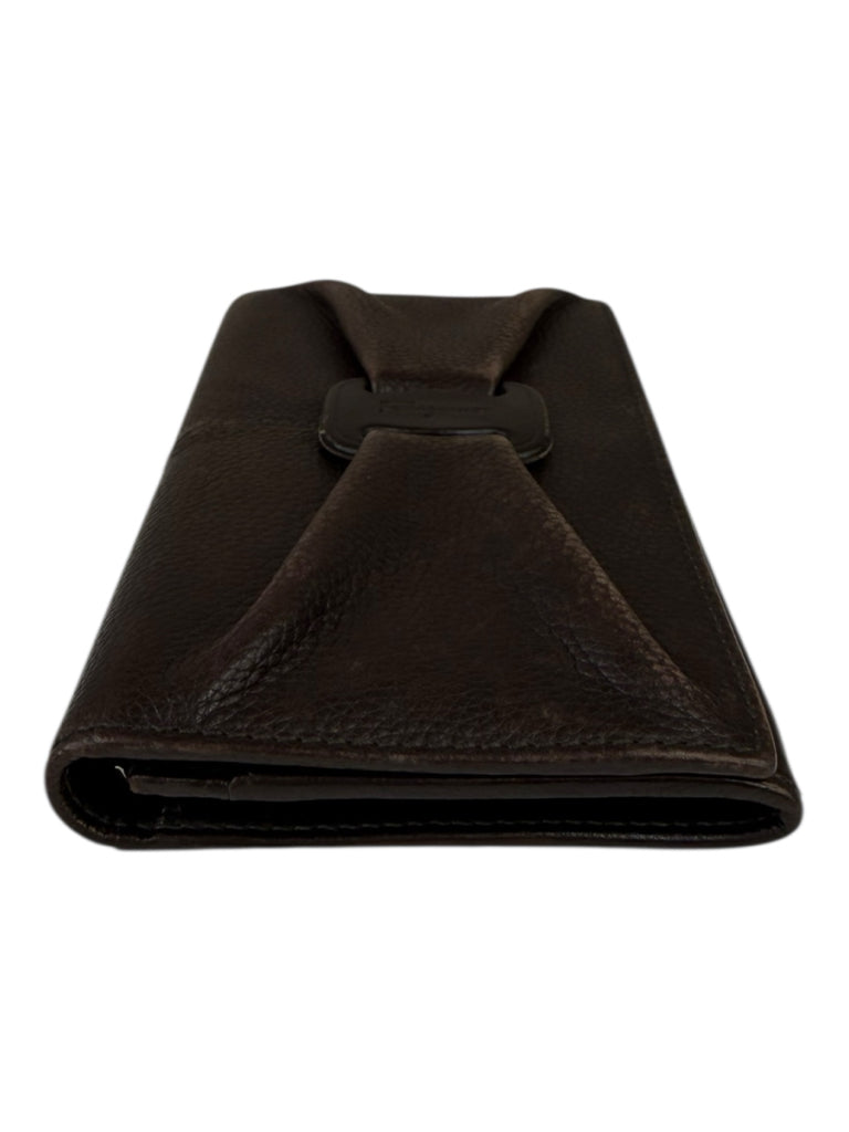 Salvatore Ferragamo Brown Leather Vara Ribbon Wallet