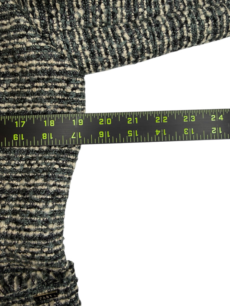 DKNY Blue Fringe Trim Tweed Blazer Size 10