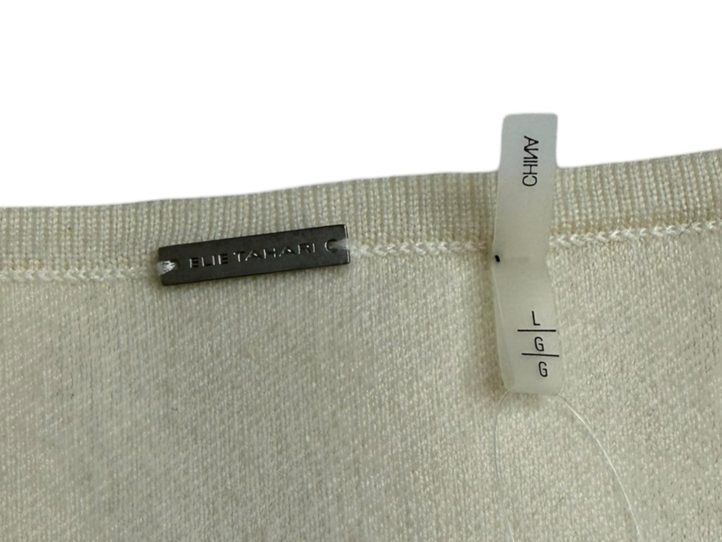 ELIE TAHARI Cream Extra Fine Merino Wool Sweater Size L