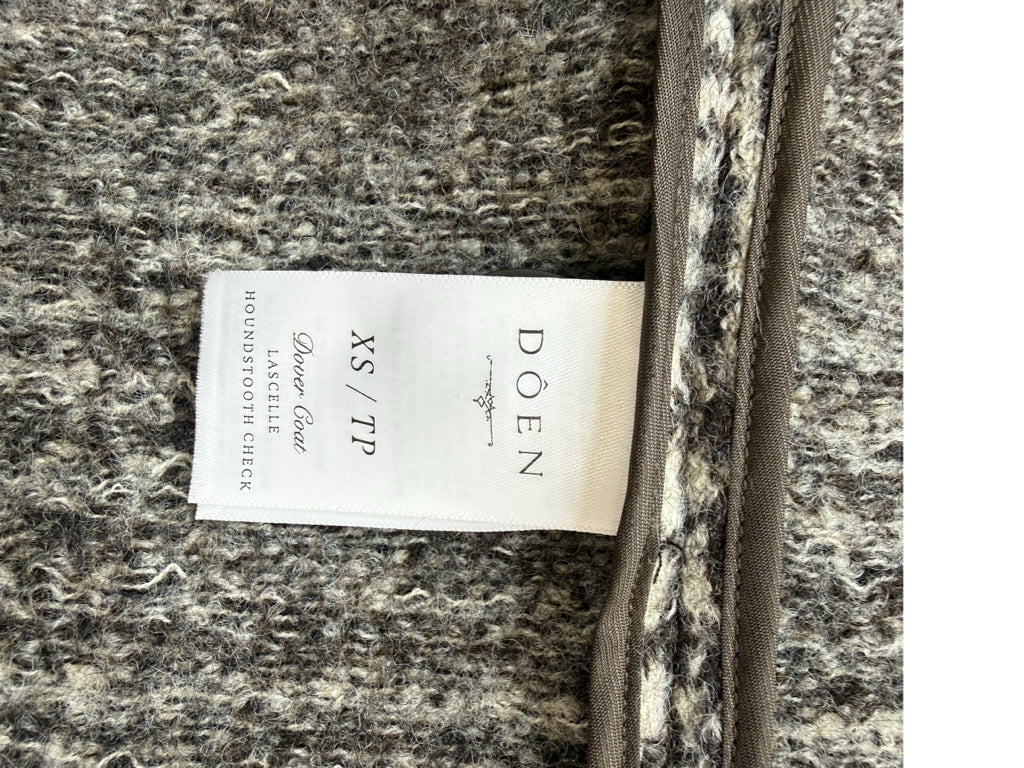 DOEN 100% Virgil Wool Houndstooth Check Dover Coat Size XS