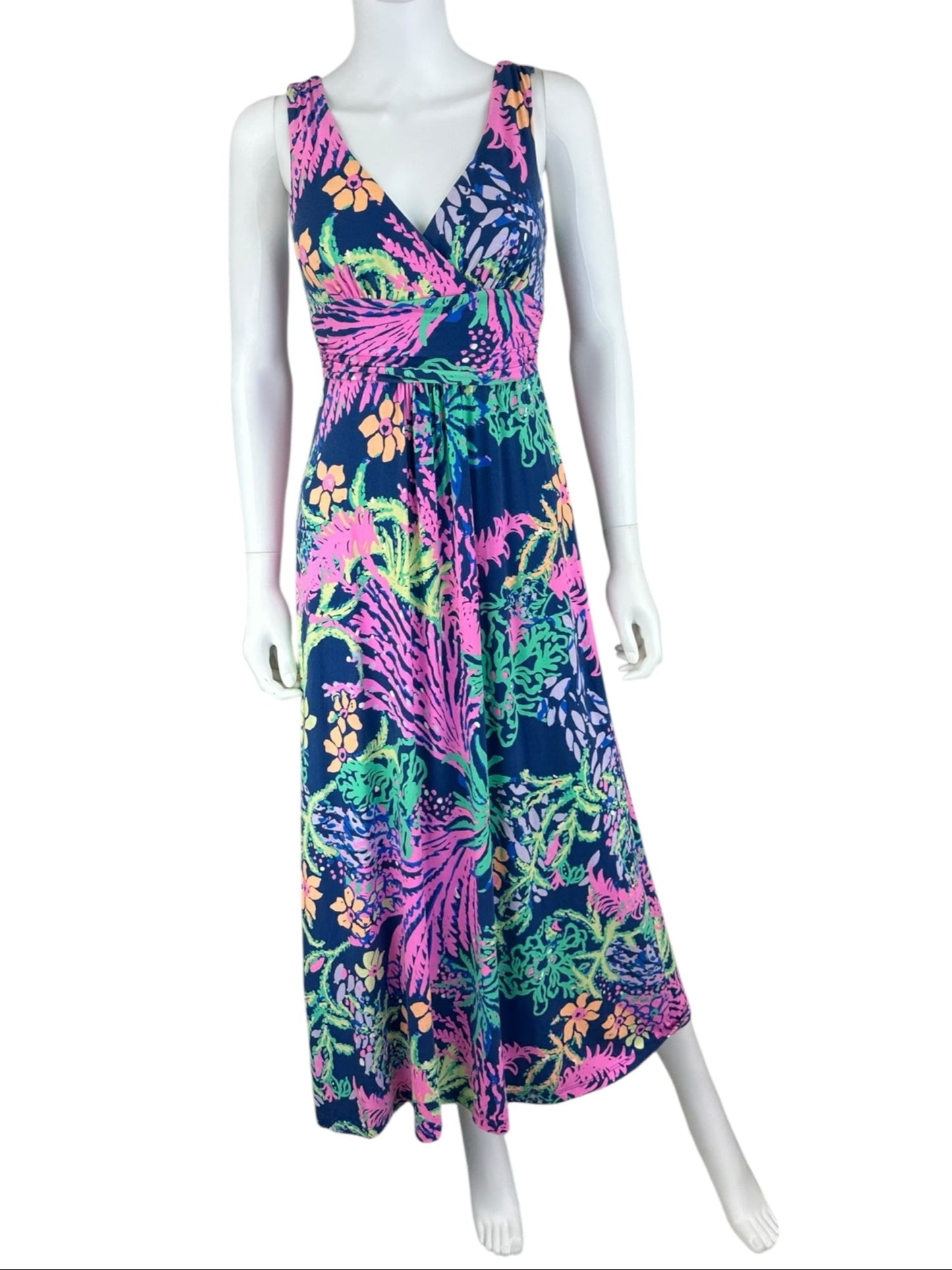 Lilly Pulitzer Blue Coral Print Maxi Dress Size S