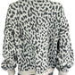 LOFT Cotton Cream and Gray Leopard Cardigan Size XL