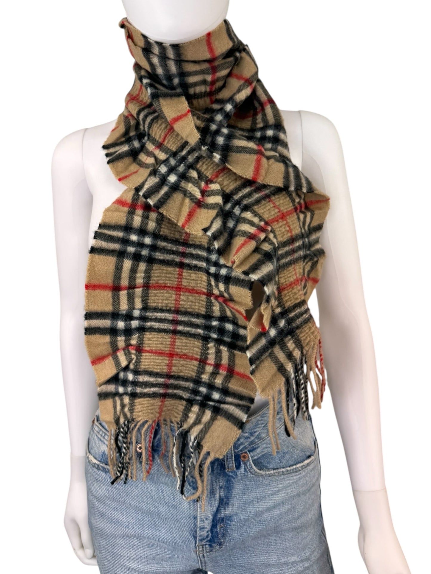 BURBERRY Tan Nova Check 100% Cashmere Scarf