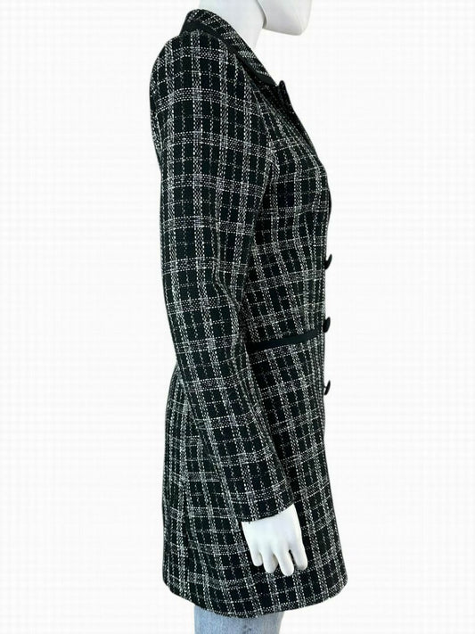 idem ditto Black Plaid Tweed Doublebreasted Coat Size S
