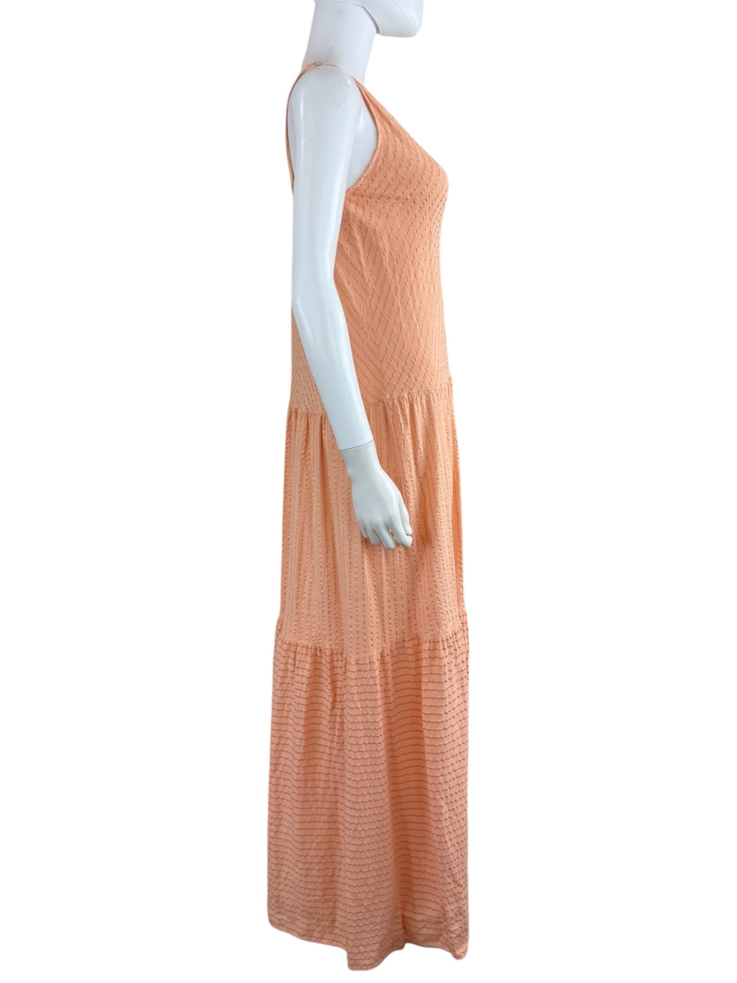Self Contrast Peach Striped Maxi Sundress Size S