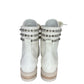 Christian Louboutin Cream Winter Spikes Flat Combat Boots Size 37.5