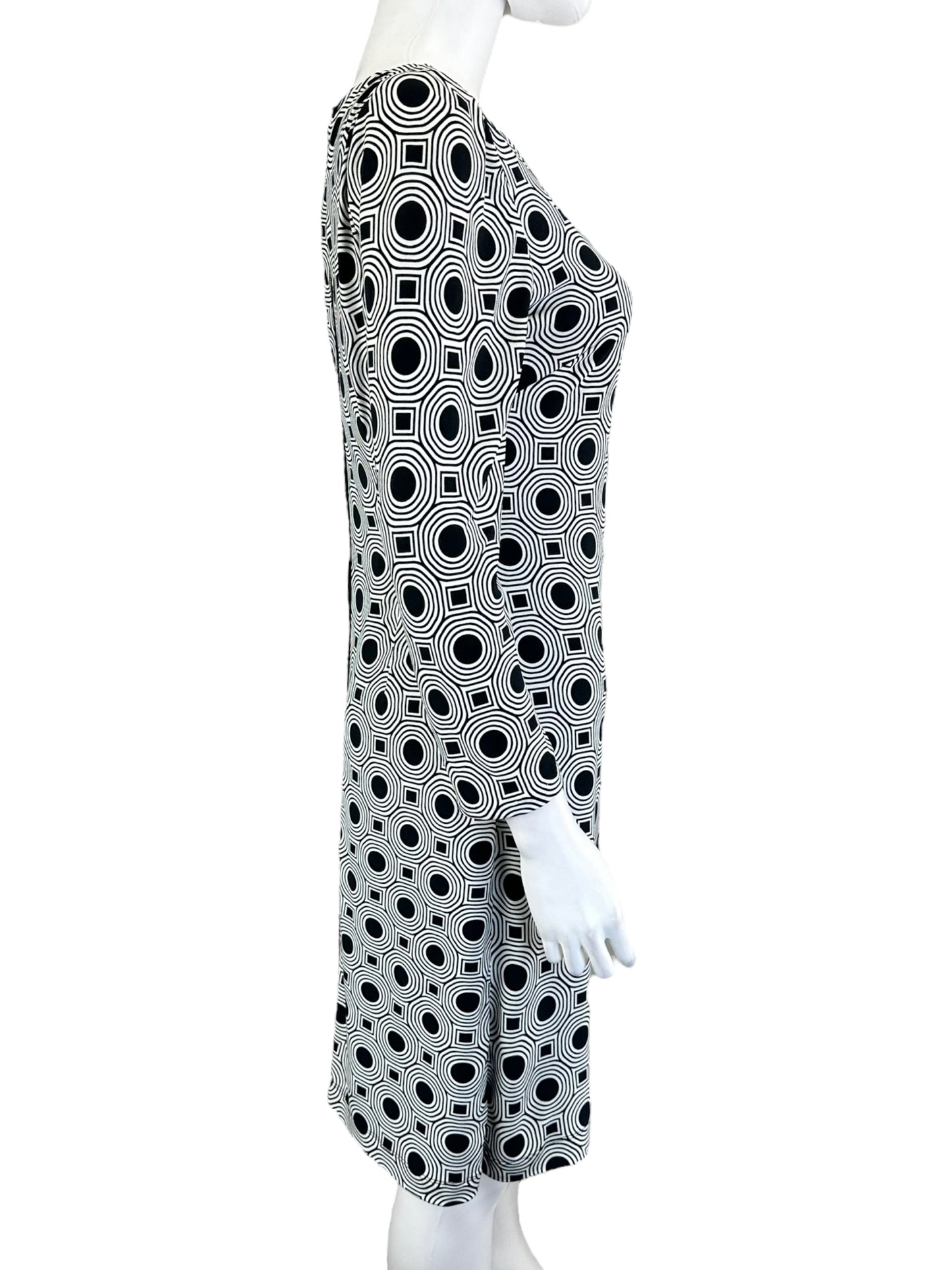 VINCE CAMUTO Black and White Geometric Sheath Dress Size 8