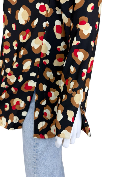 JUDE CONNALLY Black Retro Leopard Print Top Size M