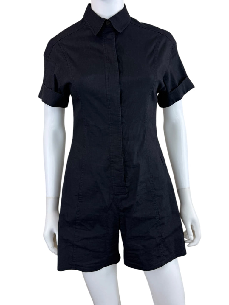 Theory Black Linen Romper Size 2