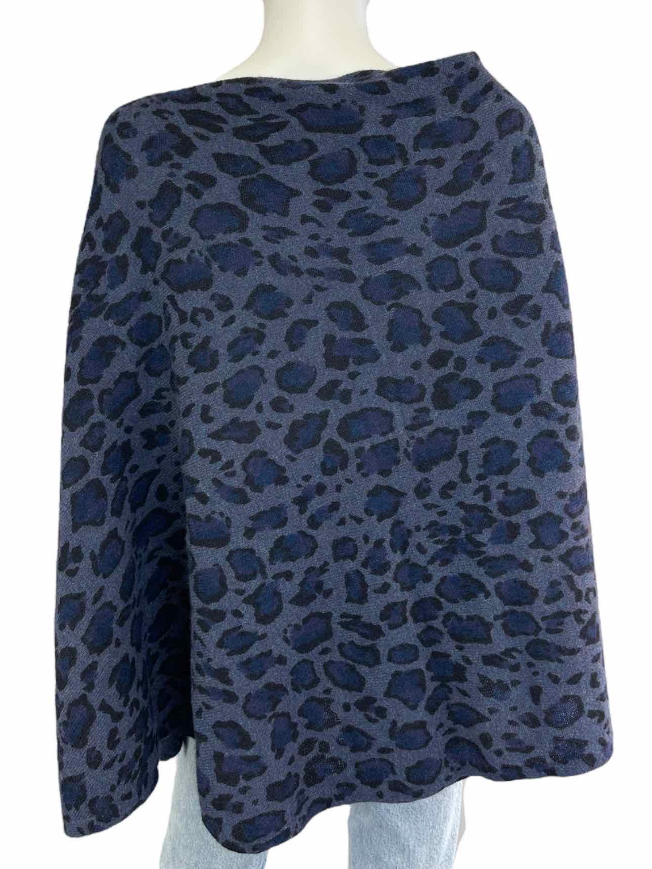 WHITE + WARREN 100% Cashmere Blue Leopard Shawl Size O/S