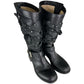 Valentino Black Studded Floral Appliqué Biker Boots Size 38