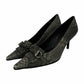 Stuart Weitzman Gray Leather KILT Snake Print Pumps Size 9