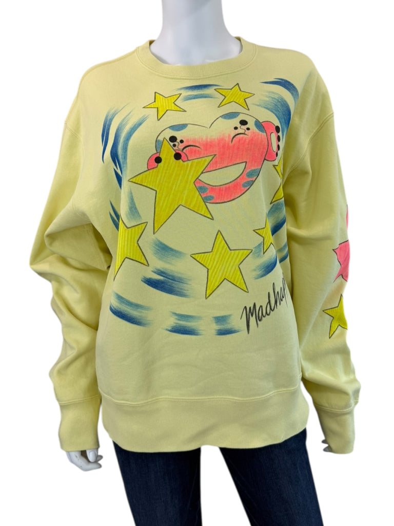 Madhappy Yellow Apple Pan Pie Fleece Sweat Shirt Size S