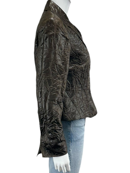 LAFAYETTE 148 NEW YORK Brown Vegan  Leather Blazer Size 10