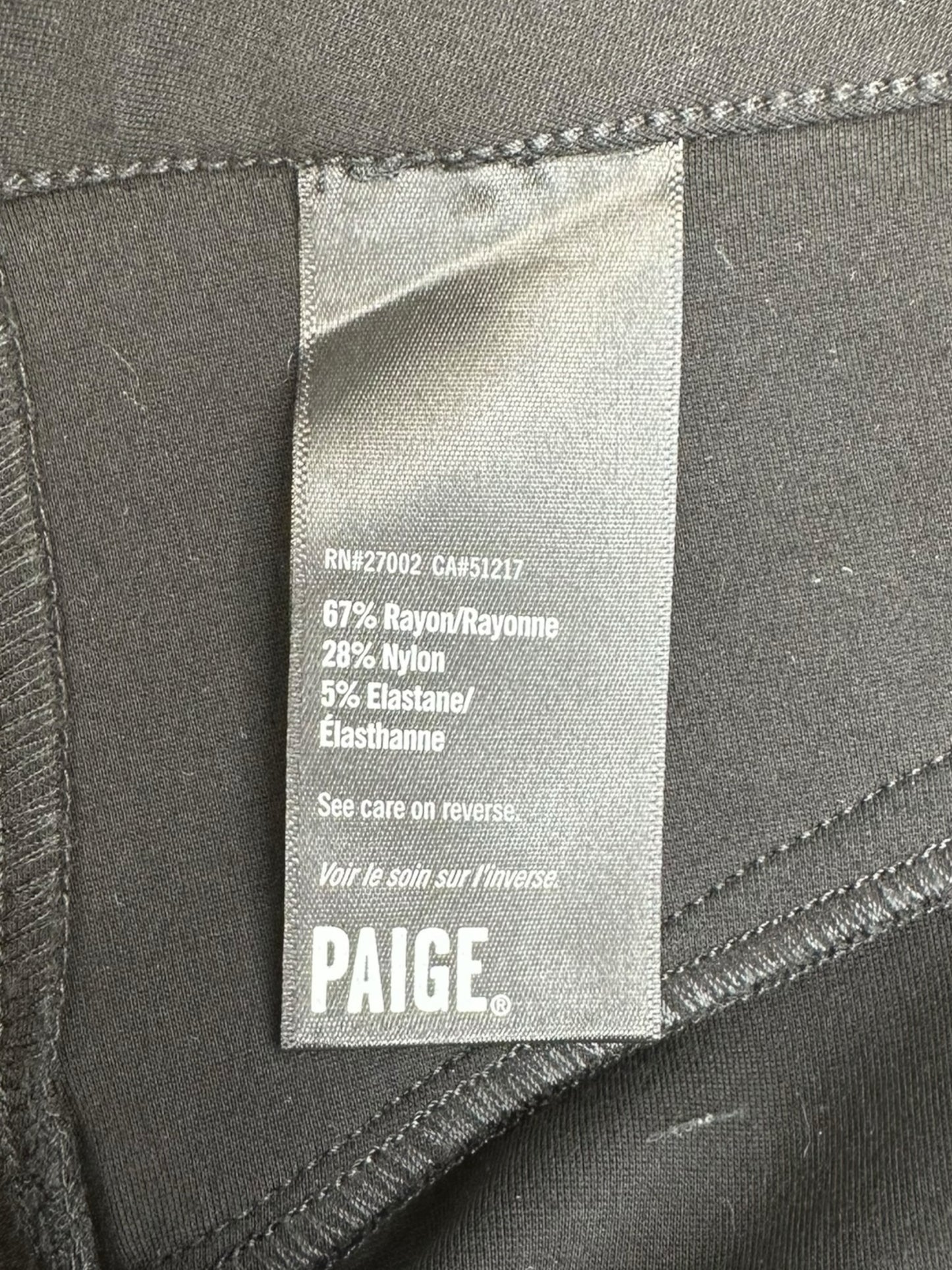 PAIGE Black Split Leg Trouser Size 29