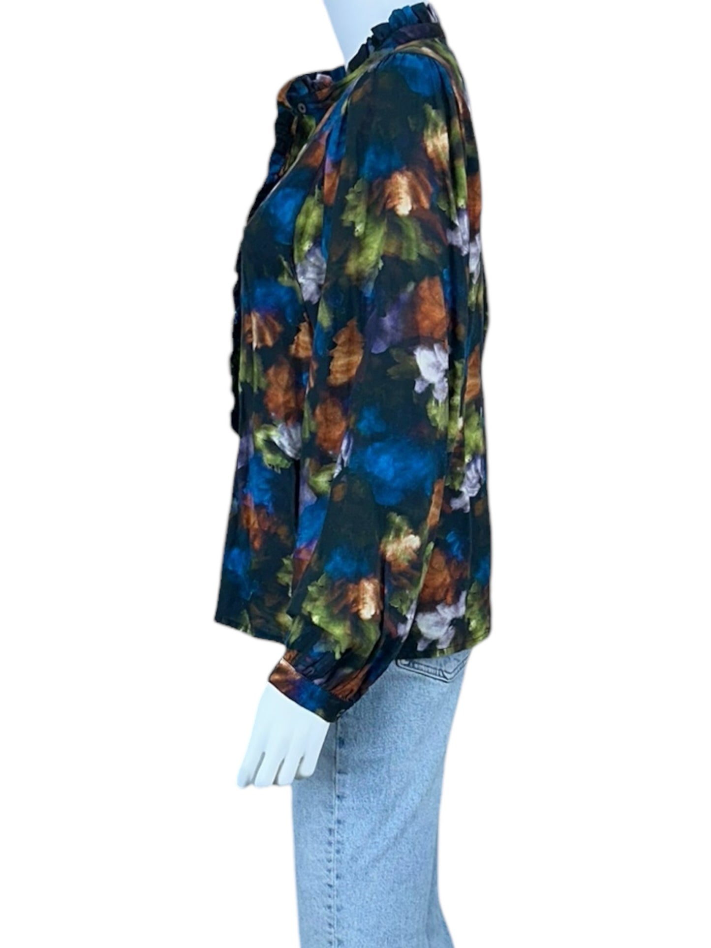 LILLA P 100% Cotton Watercolor Button-Down Shirt Size S