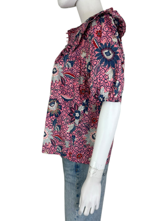 LOFT Pink And Blue Blouse Size XS