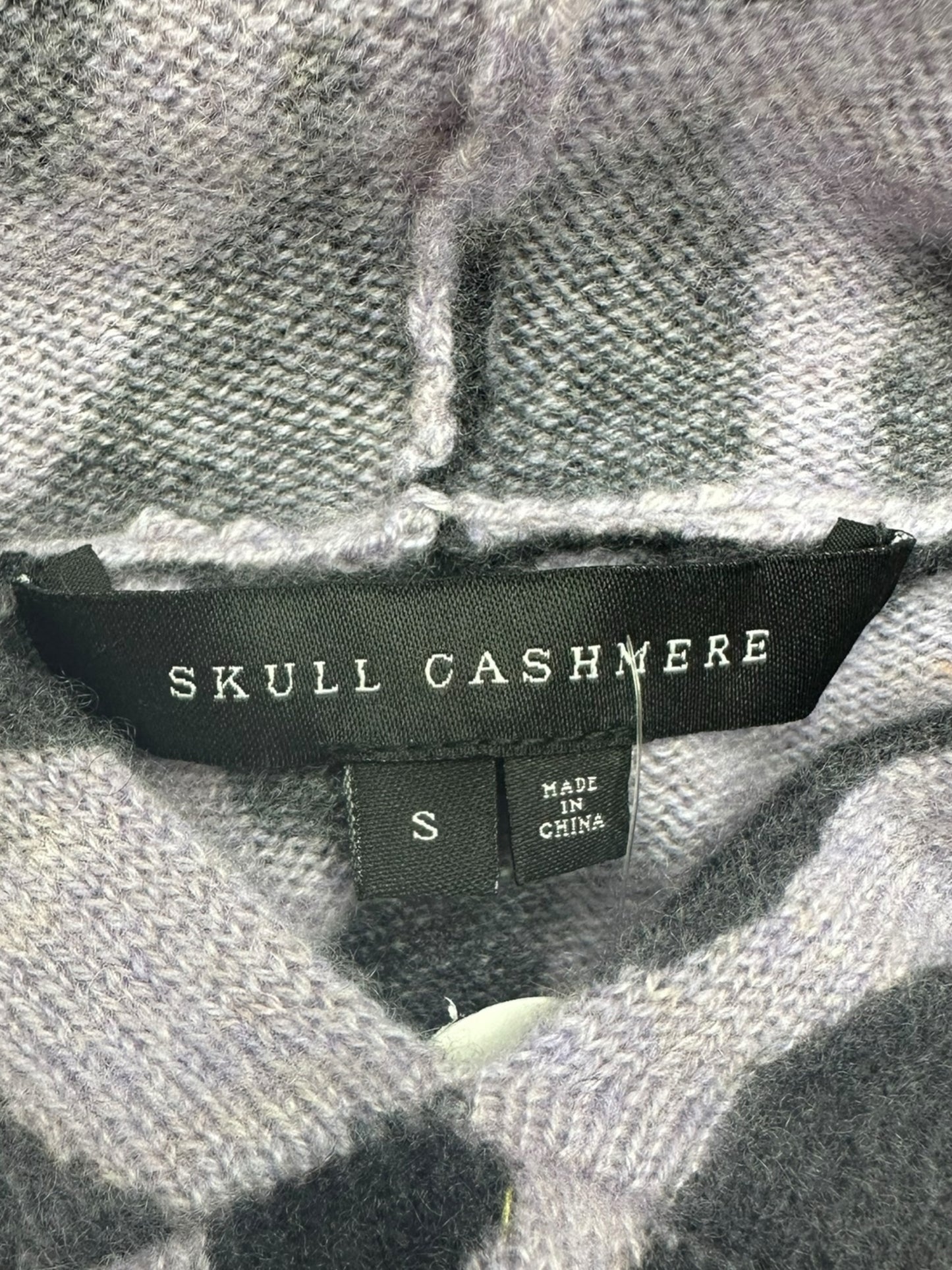SKULL CASHMERE 100% Purple Leopard Print Story Size S