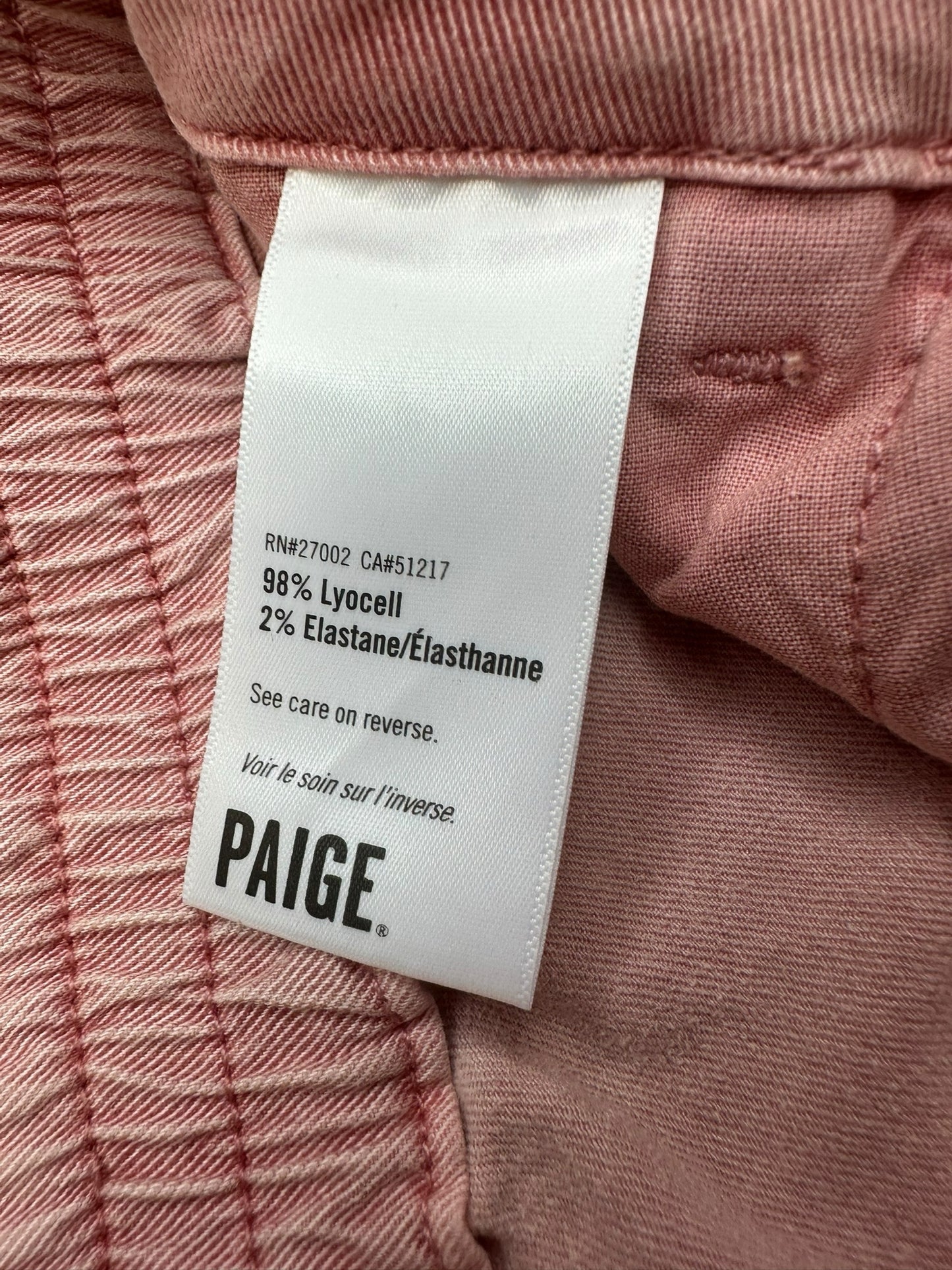 PAIGE Pink Cropped Pants Size 28