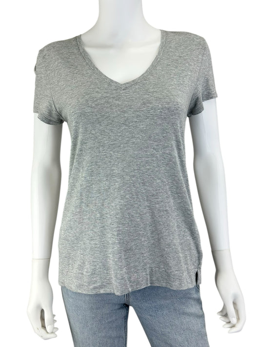 WHITE + WARREN Gray V-Neck Top Size M