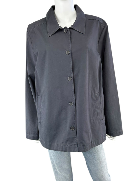 EILEEN FISHER Gray Cotton Utility Jacket Size XL