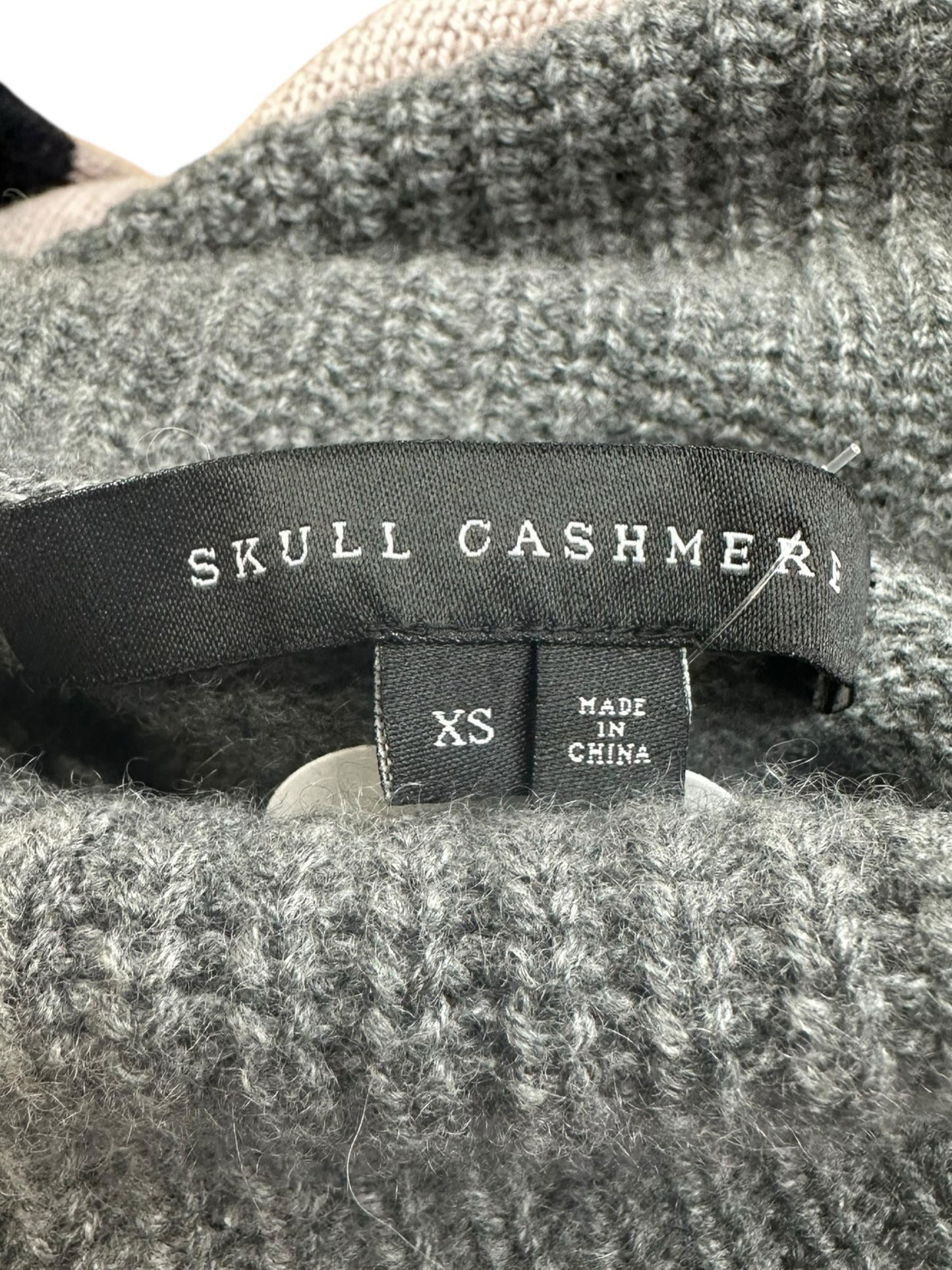 SKULL CASHMERE Striped Skull Graphic Turtleneck Sweater Size XS