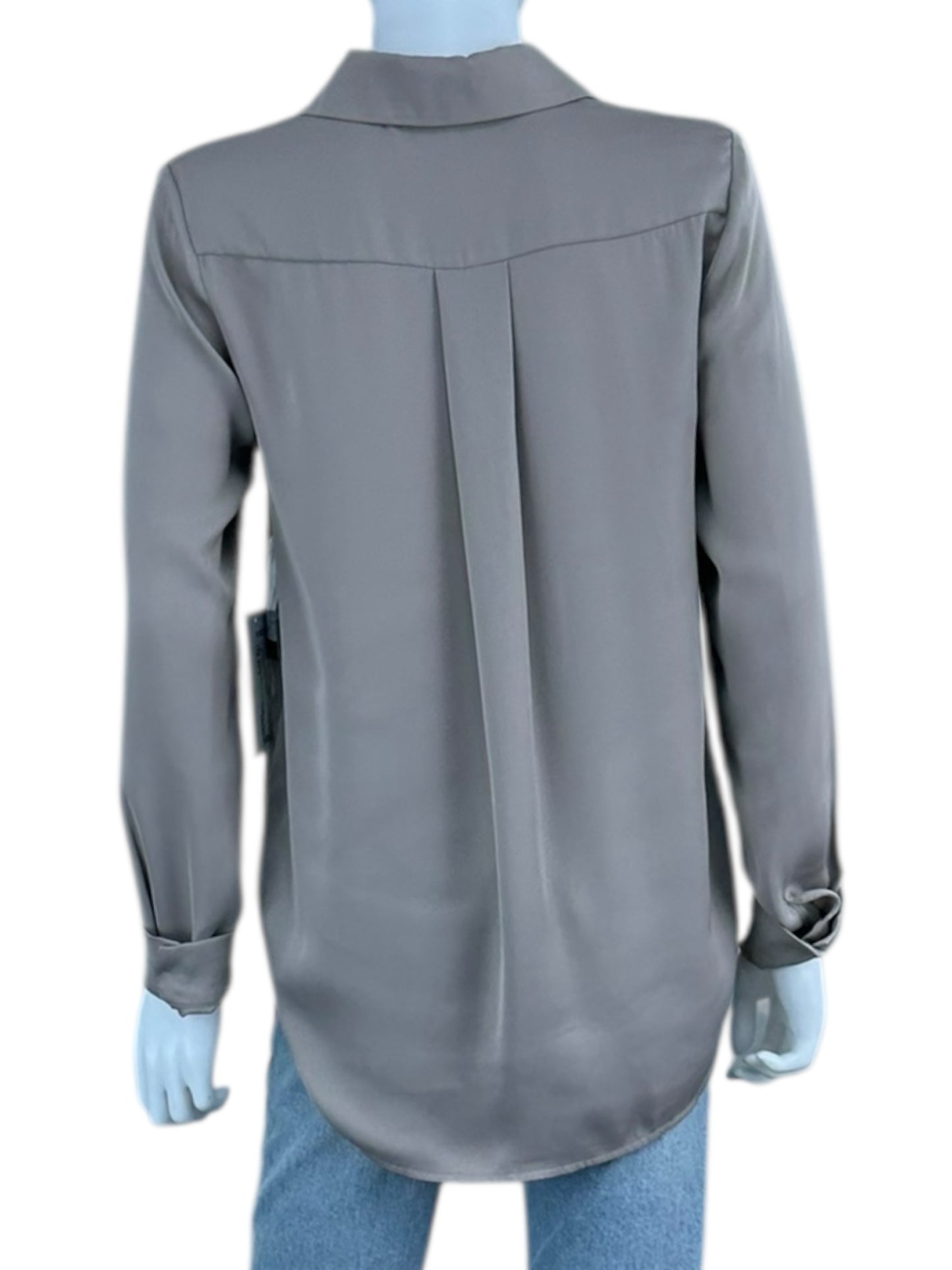 RD STYLE NWT Taupe Satin Button-Down Shirt Size S