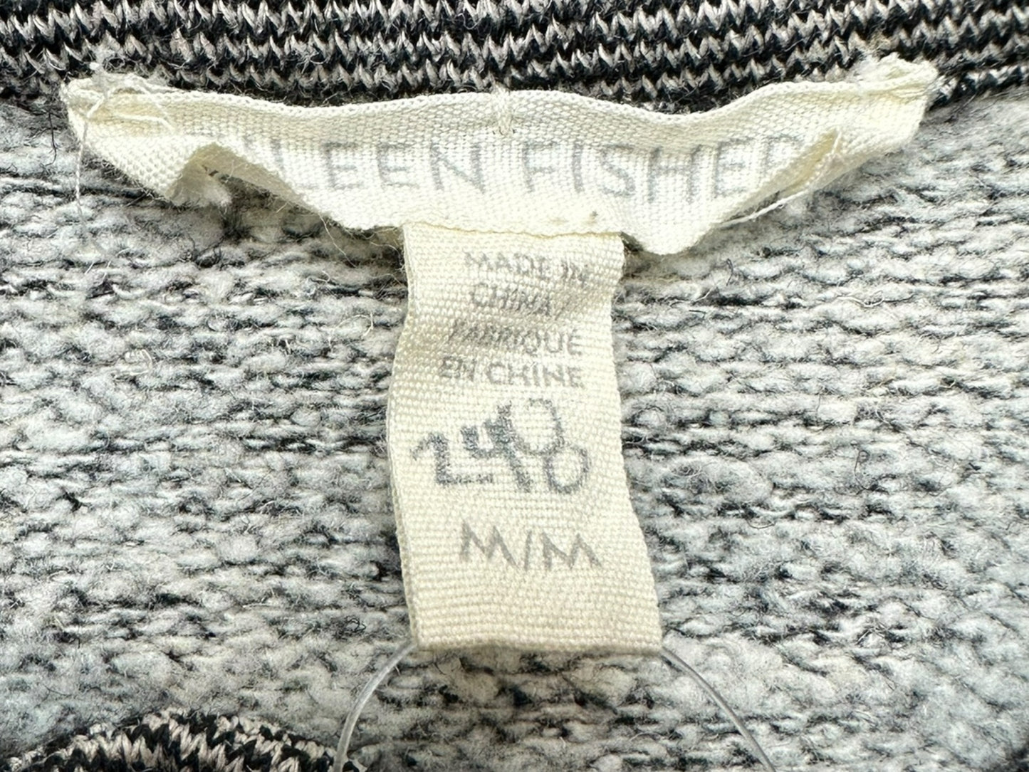 EILEEN FISHER Black Striped Hemp Organic Cotton Jacket Size M