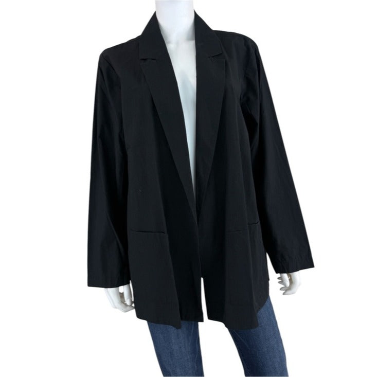 Eileen Fisher NWT Black 100% Organic Cotton Notch Collar Blazer Size 1X