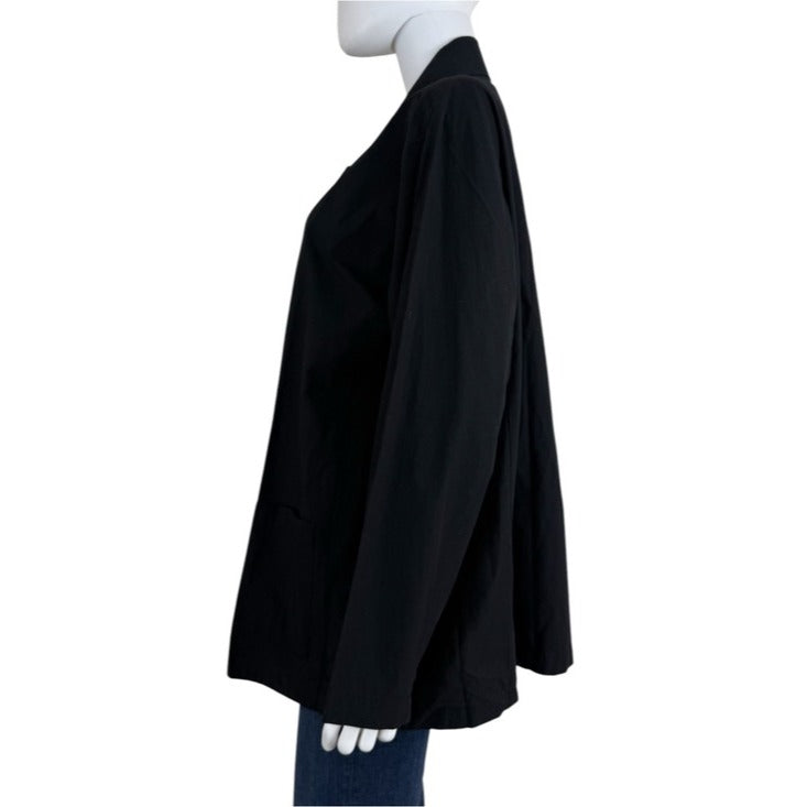 Eileen Fisher NWT Black 100% Organic Cotton Notch Collar Blazer Size 1X