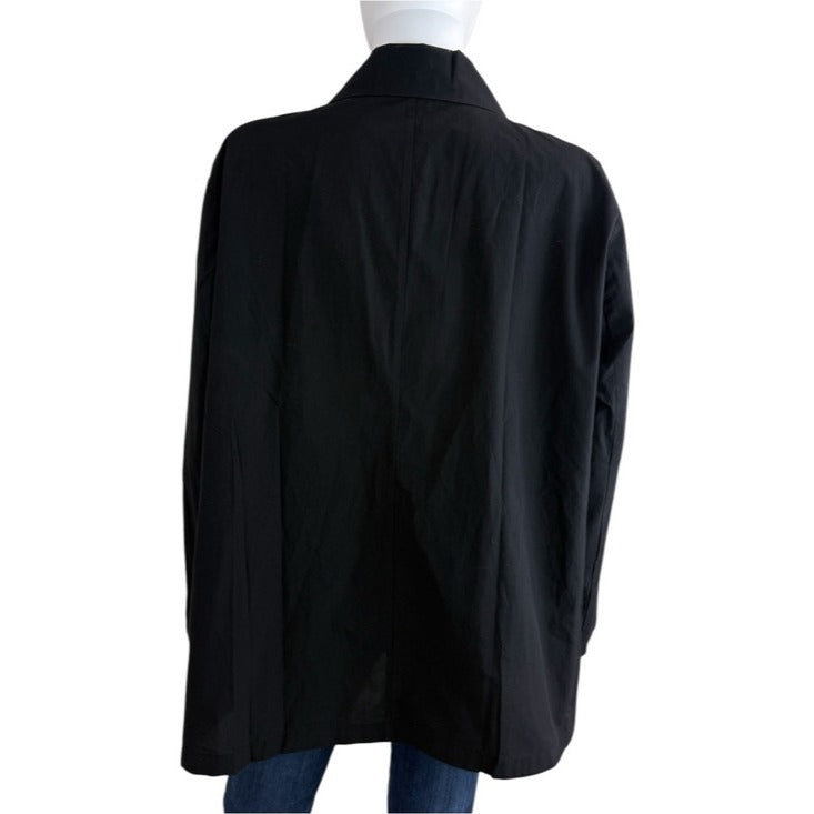 Eileen Fisher NWT Black 100% Organic Cotton Notch Collar Blazer Size 1X