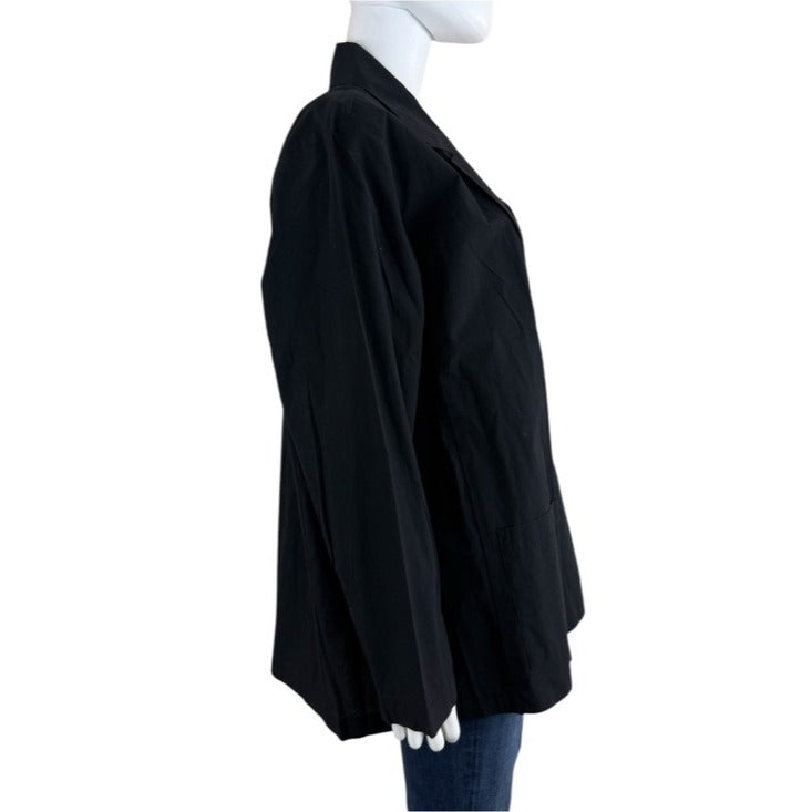 Eileen Fisher NWT Black 100% Organic Cotton Notch Collar Blazer Size 1X