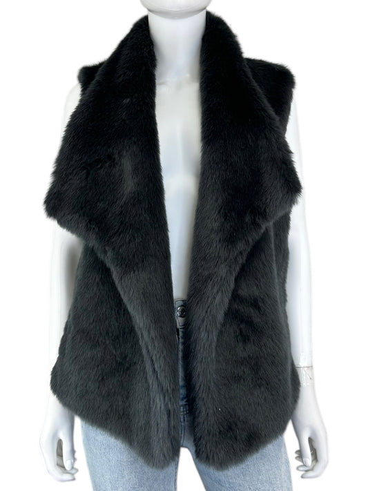 LOFT Gray Faux Fur Vest Size XS/S