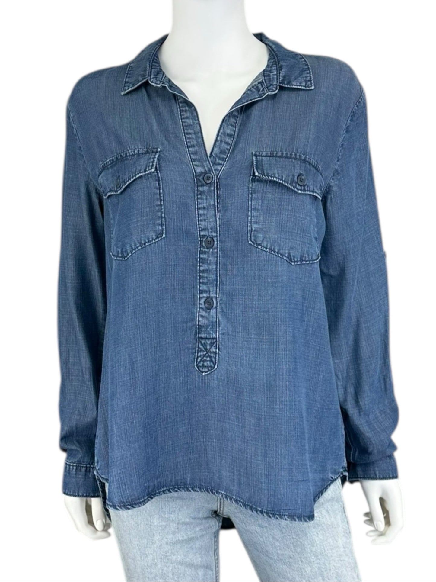 Bella Dahl Blue Chambray Button-Down Shirt Size L