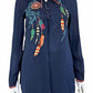 Johnny Was Navy Embroidered Blouse Size M