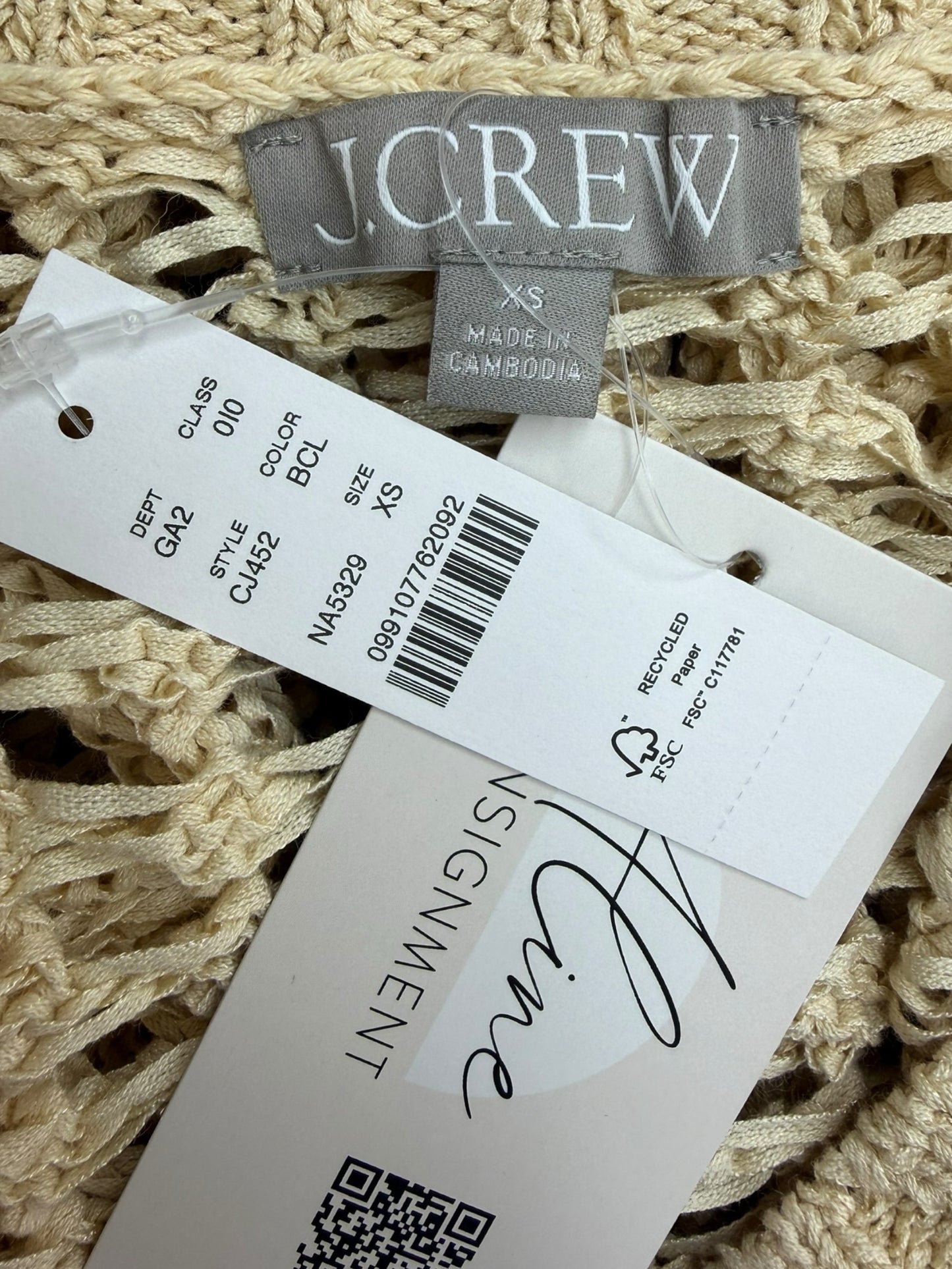 J. Crew NWT Buff Montauk Open Knit Sweater Cardigan Size XS
