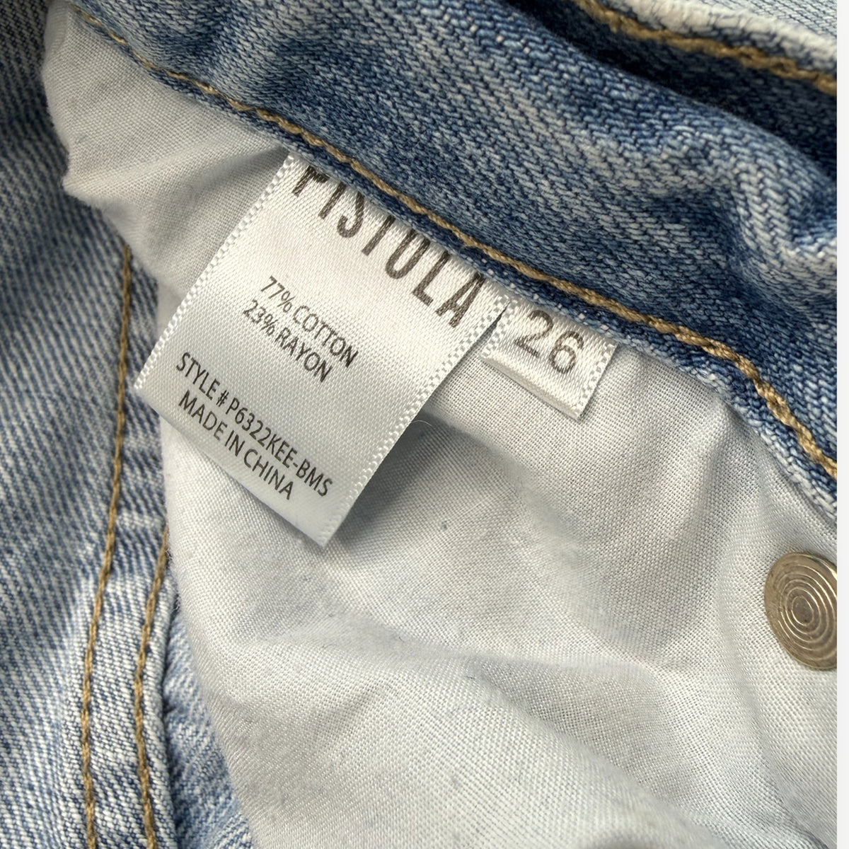 PISTOLA Blue Distressed Cassie Super High Rise Straight Leg Jeansa Size 26