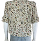 FRAME Cream Silk Floral Print Blouse Size S