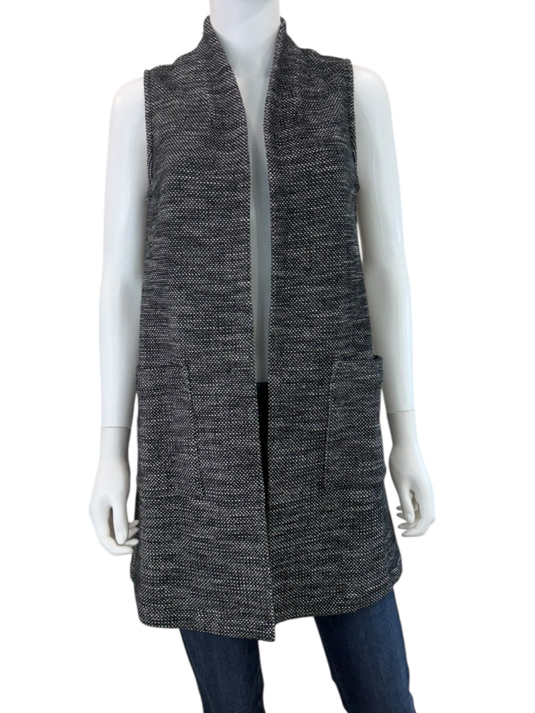 EILEEN FISHER Black Organic Cotton Tweed Vest Size XS Vest