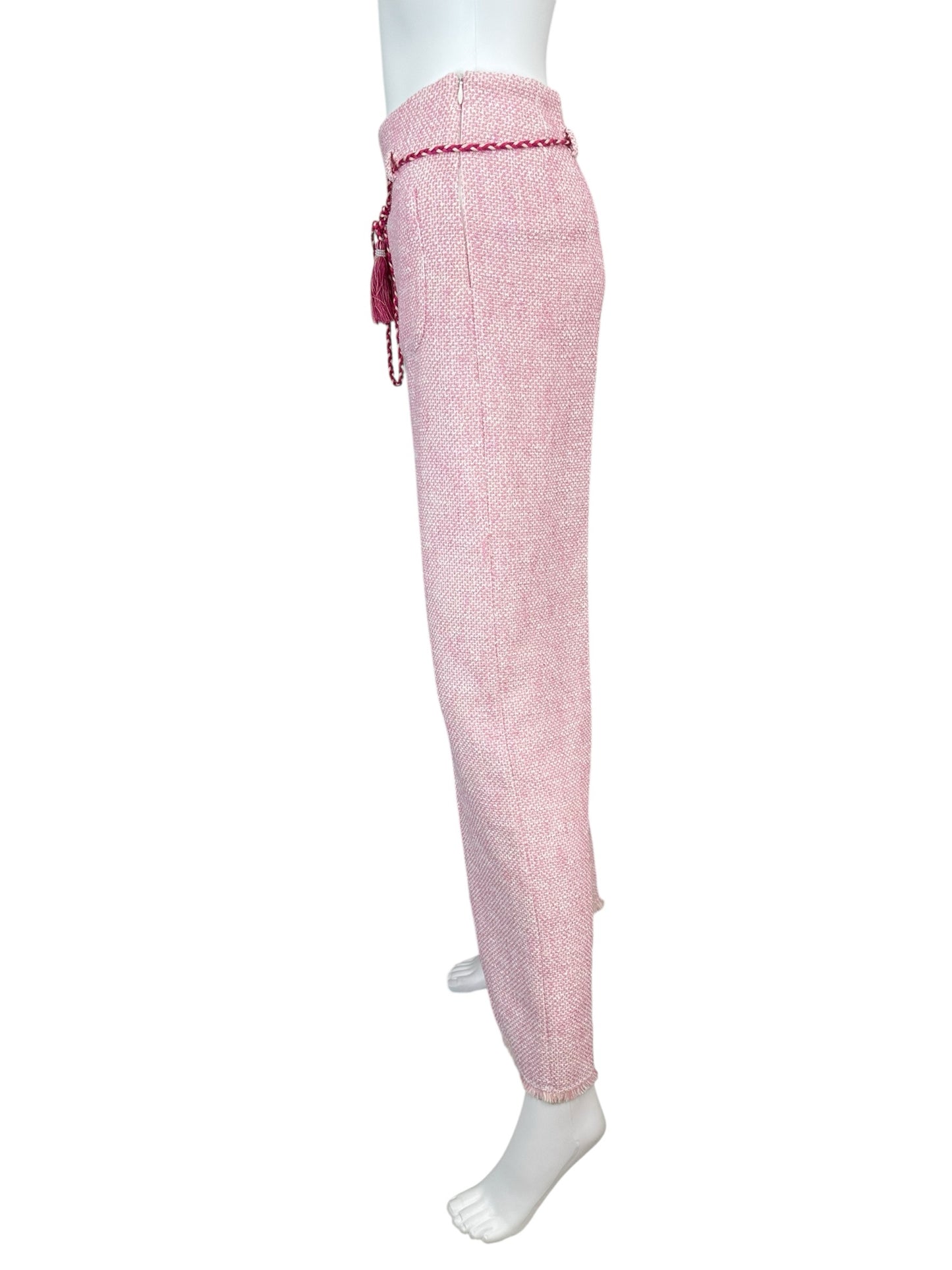 maje Pink Pirose Tweed Wide Leg Trousers Size 36