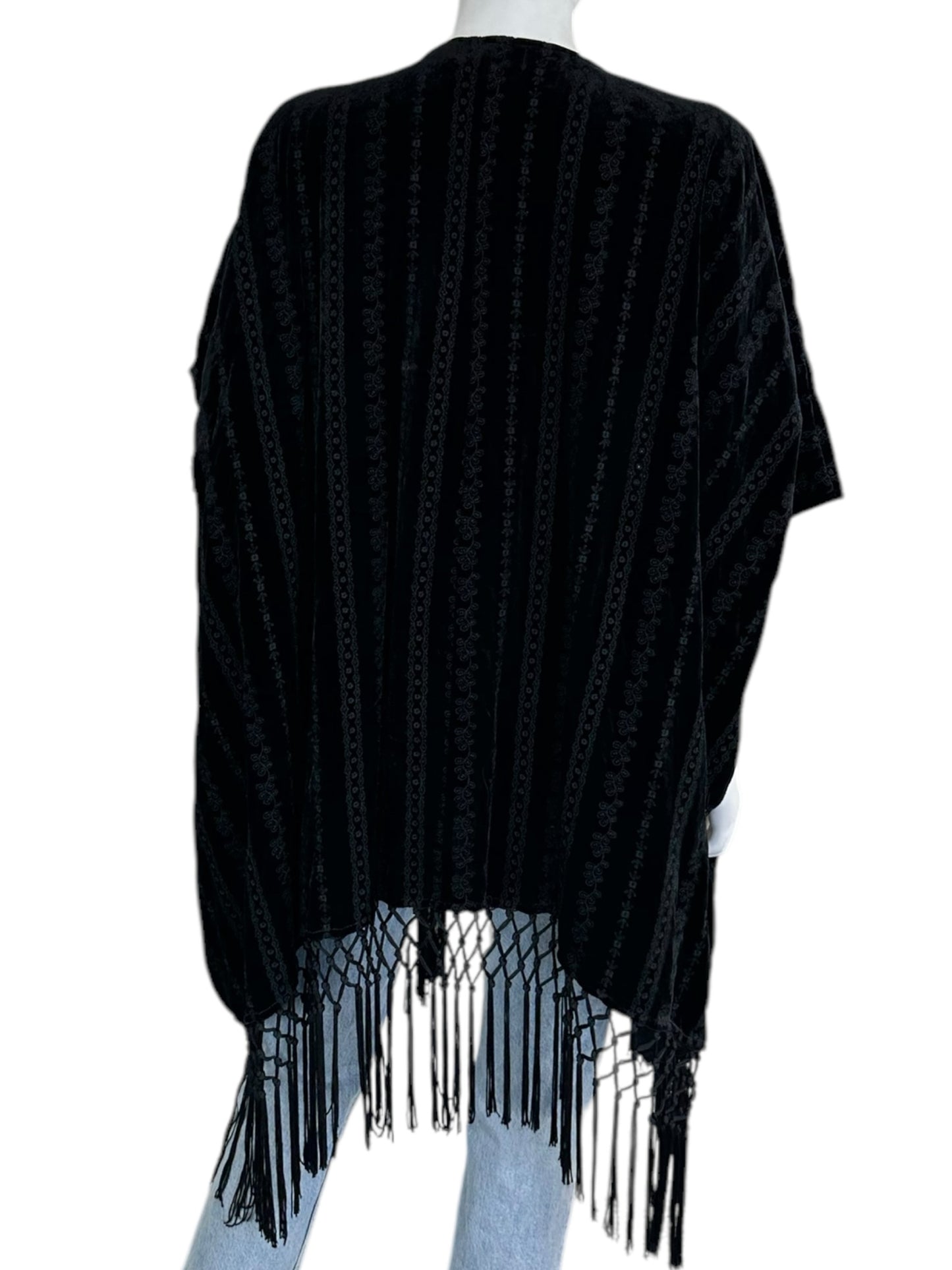Johnny Was Black Velvet Kimono Size M
