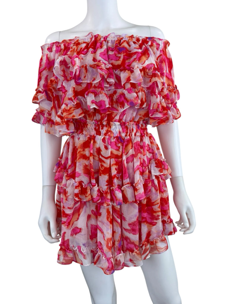 MISA Pink Maldive Marble Isella Mini Dress Size S Dress